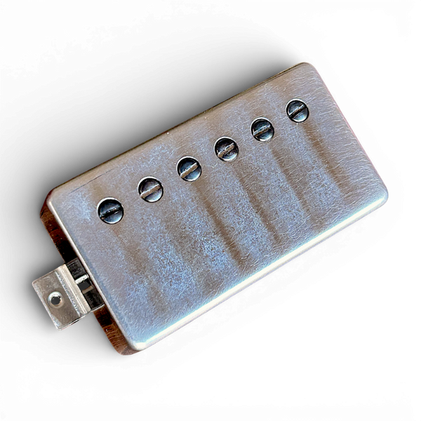Aged nickel-covered PAF humbucker pickup with vintage nickel patina