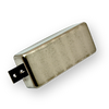 Brickhouse Toneworks aged Firebird mini-humbucker pickup - relic nickel cover, angled view on white background