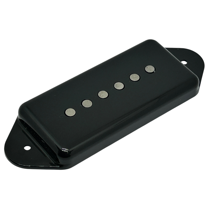 hum-cancelling dogear p-90 pickup with alnico poles black cover