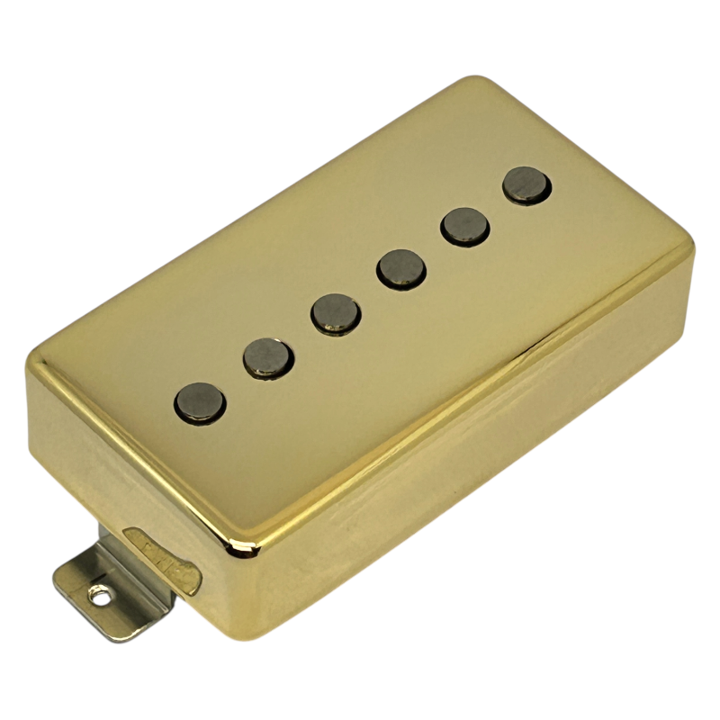 hum-cancelling humbucker sized p-90 with alnico poles and gold cover