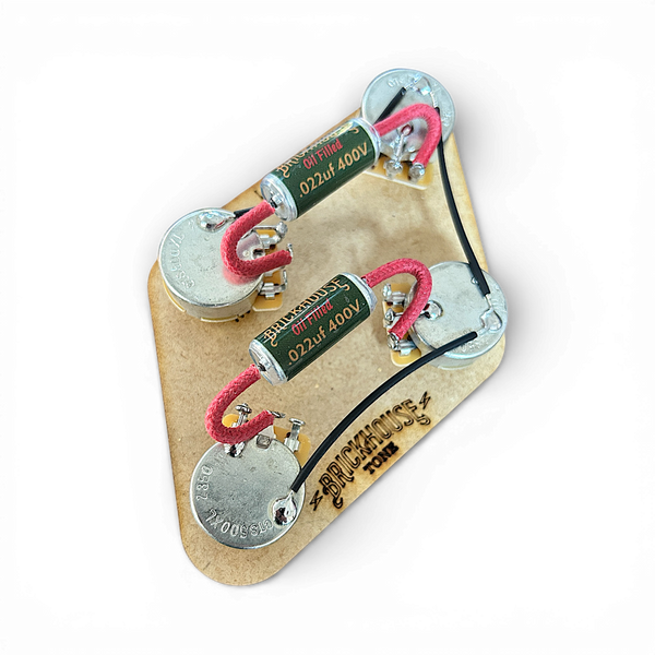 Brickhouse Toneworks prewired Les Paul wiring harness with CTS 550K pots and .022uf oil-filled capacitors